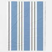 Stofblauw en Witte Kuststrepen Fleece Deken (Voorkant)