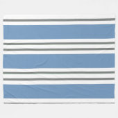 Stofblauw en Witte Kuststrepen Fleece Deken (Voorkant (Horizontaal))
