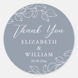 Stofblauw Eucalyptus Bruiloften Bedankt Ronde Sticker