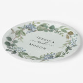 Stofblauw Eucalyptus Bruiloftsborrel Papieren Bord (Gekanteld)