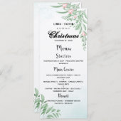 Stofblauw Eucalyptus Familie Kerst Dinner Menu (Voorkant / Achterkant)