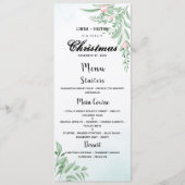 Stofblauw Eucalyptus Familie Kerst Dinner Menu (Voorkant)