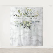 Stofblauw Eucalyptus Groene Botanische Marmer Wandkleed (Voorkant)