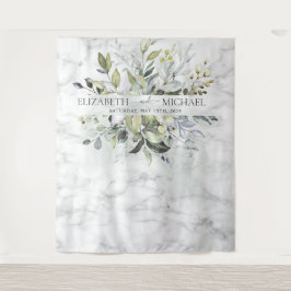 Stofblauw Eucalyptus Groene Botanische Marmer Wandkleed