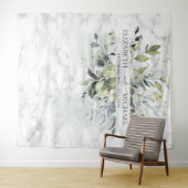 Stofblauw Eucalyptus Groenery Botanische Marmer Wandkleed (In Situ (horizontaal))