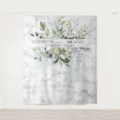 Stofblauw Eucalyptus Groenery Botanische Marmer Wandkleed (Voorkant)