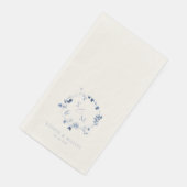 Stofblauw Fijnkunst Bloemendekor Monogram Bruiloft Servet (Hoek)