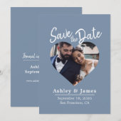Stofblauw Foto Modern Schrift Save-the-Date Save The Date (Voorkant / Achterkant)