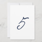 Stofblauw Franse Streep Bruidstafel Nummer 5 Kaart (Voorkant)