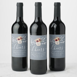 Stofblauw Gejuich Trouw Wijnlabel Wijn Etiket