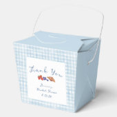 Stofblauw geruit bruidsuitnodiging brunch bedankje bedankdoosjes (Voorkant)