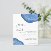 Stofblauw & Goud Agaat Zomer Uitnodiging Trouwfees (Staand voorkant)