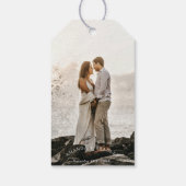 Stofblauw Goud Glitters Elegante Rustieke Bruiloft Cadeaulabel (Achterkant)