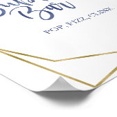 Stofblauw Gouden Bloem Waterverf Borrelende Bar Ui Poster (Hoek)