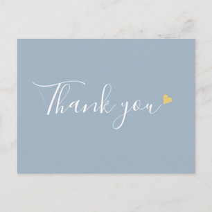 Stofblauw Gouden Hart Script Bedankje Zakelijk Briefkaart
