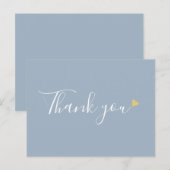 Stofblauw Gouden Hart Script Bedankje Zakelijk Briefkaart (Voorkant / Achterkant)