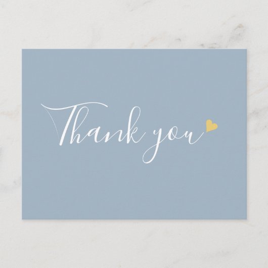 Stofblauw Gouden Hart Script Bedankje Zakelijk Briefkaart (Voorkant)