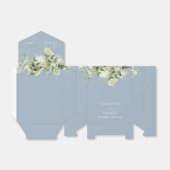 Stofblauw groen bloemhart script bruiloft bedankdoosjes (Uitgevouwen)