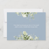 Stofblauw groen bloemmotief elegante script hart bedankkaart (Achterkant)