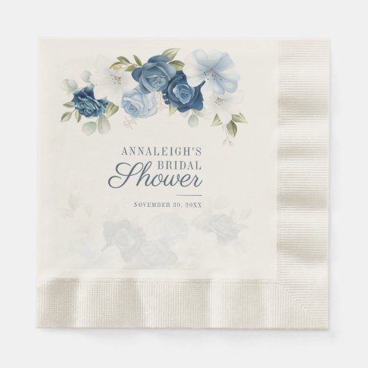 Stofblauw groenblijvende eucalyptus bruiloft papie servet (Voorkant)