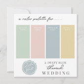 Stofblauw groene blos & gele kleurpaletkaart kaart (Voorkant)