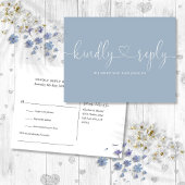 Stofblauw Hart Script Lied Verzoek RSVP Uitnodiging Briefkaart