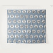 Stofblauw herhalend bedrijfslogo wandkleed (Voorkant (horizontaal))