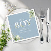 Stofblauw Het Is Een Jongen Groene Letter Baby Sho Servet