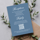 Stofblauw Huwelijk Script RSVP Ontvangst Informatiekaartje
