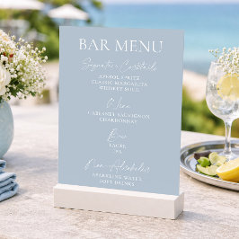 Stofblauw huwelijksbarmenu kaart
