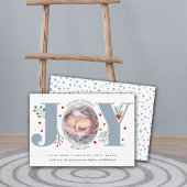 Stofblauw Joy Eerste kerst foto baby geboorte Aankondiging