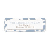 Stofblauw koeienprint retouradres etiket (Voorkant)