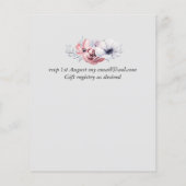 Stofblauw koraal bloemig huwelijksuitnodigingen bu (Achterkant)