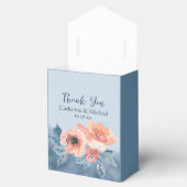 Stofblauw & Koraalroze Aquarel Bloemen Bruiloft Bedankdoosjes (Geopend)