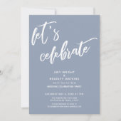 Stofblauw Laten we de bruiloftreceptie vieren Kaart (Voorkant)