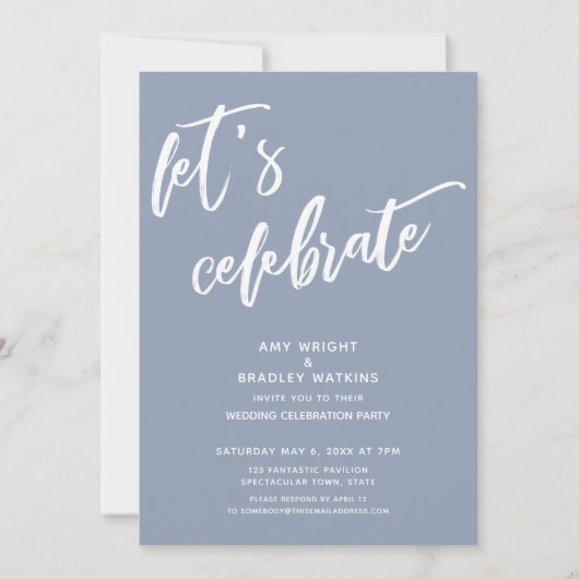 Stofblauw Laten we het huwelijksfeest vieren Kaart (Voorkant)