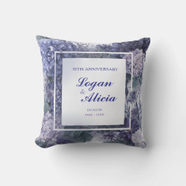 Stofblauw Lavendel Bloem Motief Monochroom Vierkan Kussen