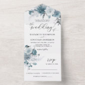 Stofblauw Leisteen Pastel Licht Trouwdetails RSVP All In One Uitnodiging (Binnen)