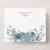 Stofblauw Leisteen Pastel Licht Trouwdetails RSVP All In One Uitnodiging (Achterkant)