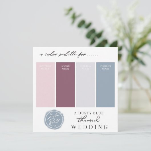 Stofblauw Mauve & Blush Roze Kleurenpaletkaart Kaart (Staand voorkant)