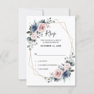 Stofblauw Mauve Eucalyptus Geometrische Trouw RSVP Kaartje