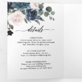 Stofblauw Mauve Roze Leisteen Bloemige Trouw  Drieluik Aankondiging (Binnenzijde eerst)