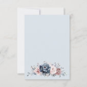 Stofblauw mauve roze leisteen bloemige trouwdag RSVP kaartje (Achterkant)