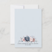 Stofblauw mauve roze leisteen bruiloftsdouche bedankkaart (Achterkant)