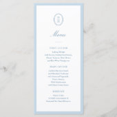 Stofblauw minimalistisch huwelijksmonogram plat me menu (Voorkant)