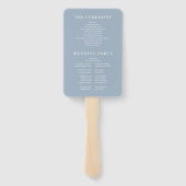 Stofblauw Minimalistisch Monogram Trouwprogramma Handwaaier (Achterkant)