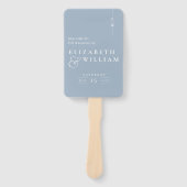Stofblauw Minimalistisch Monogram Trouwprogramma Handwaaier (Voorkant)
