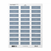 Stofblauw minimalistisch trouwadreslabel etiket (Full Sheet)