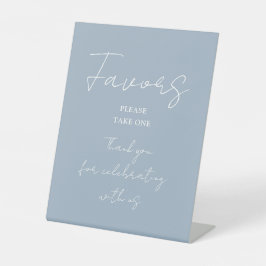 Stofblauw Minimalistische Elegante Script Favoriet Reclamebord Met Voetstuk