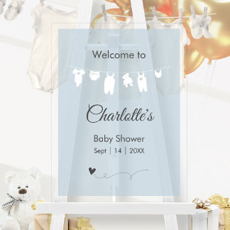 Stofblauw Minimalistische Transparante Baby Shower Acryl Bord